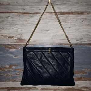 Ande’ vintage navy blue leather purse handbag/clutch bag chain strap